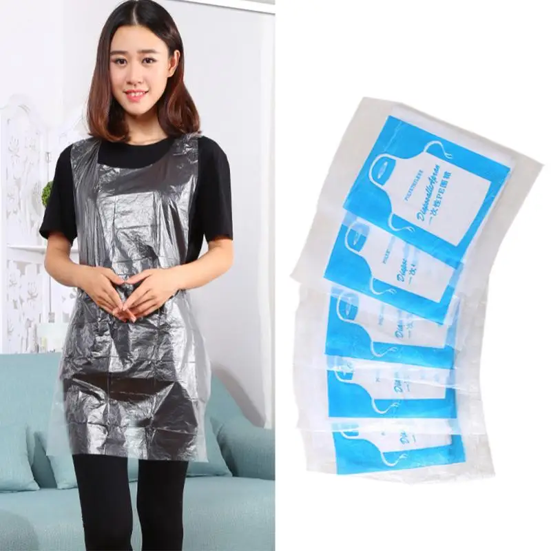 

25Pcs/lot Disposable Aprons Plastic Transparent Sanitary Cleaning Apron For Women Men Kitchen Cooking Household Daily Use #1029