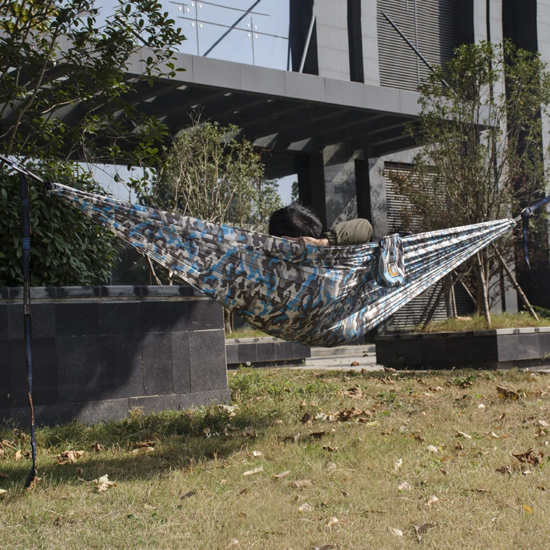 Outdoor Camping Hammock Sports Leisure Travel Hang Bed Double 2 Person camouflage Ultralight Travel Parachute Home Hammocks