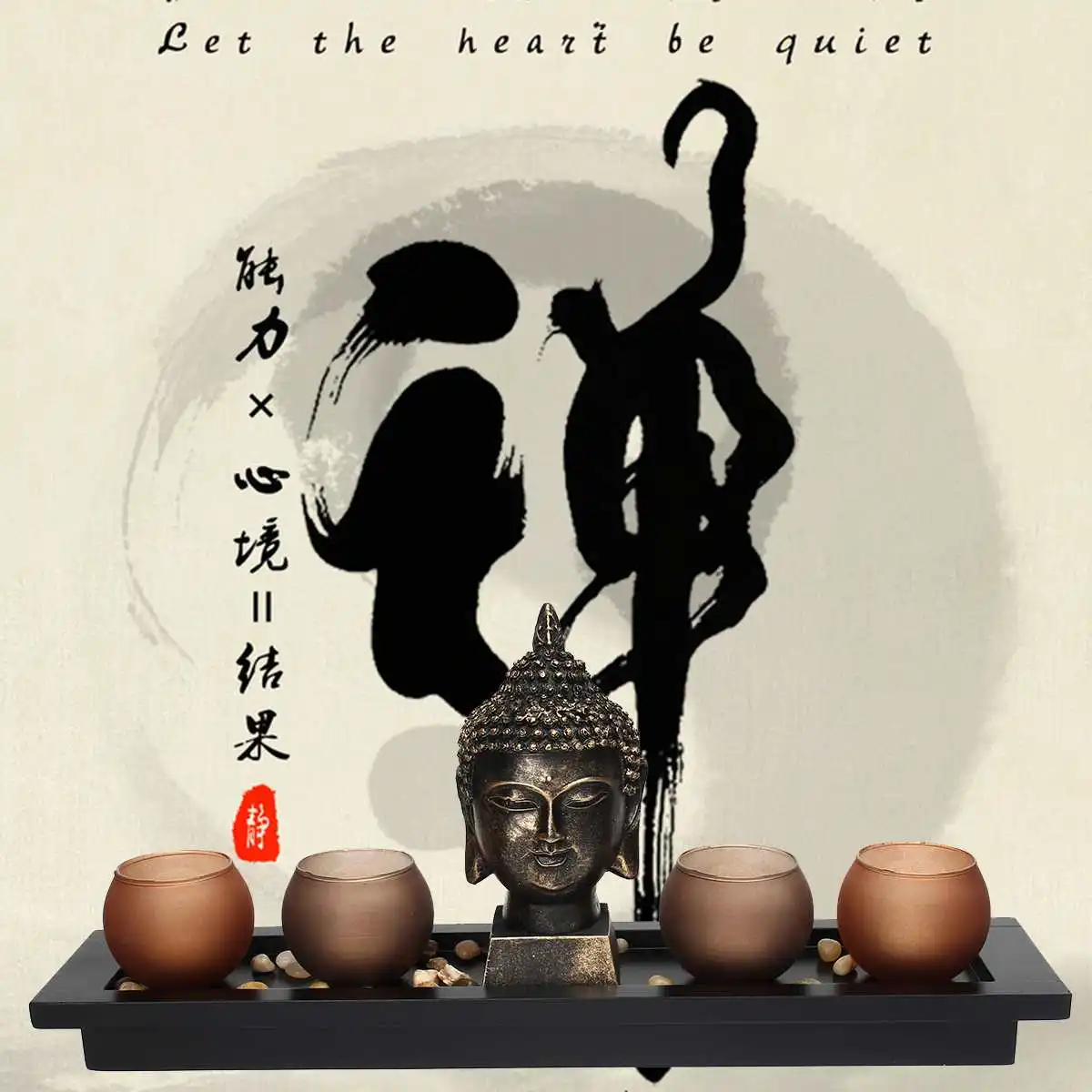 

Buddhism Candlestick Buddha Statue Candle Gifts Home Office Decor Chinese Buddhist Zen Table Meditation Tray Thai Ornament