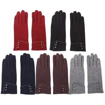 

Convenient Ladies Three Buttons Plus Velvet Gloves Autumn And Winter New Velvet Bike Thickening Touch Screen Gloves Fashion