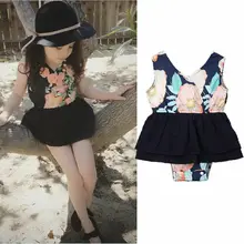 Новые летние для маленьких детей маленьких девочек цветочный комбинезон без рукавов комбинезоны в клеточку Комбинезоны юбка комбинезон комплект