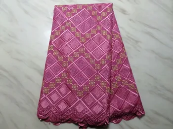 

5yard Swiss Lace Fabric Latest Heavy Beaded Embroidery African Cotton Fabrics Swiss Voile Lace Popular Dubai Style For Dress