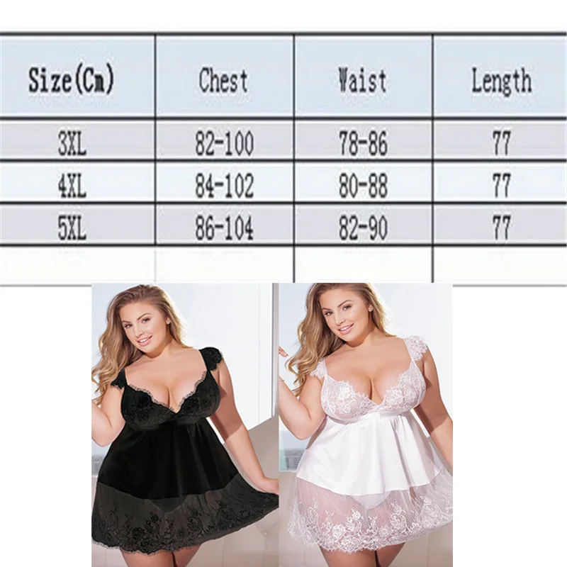 Hirigin размера плюс 3XL-5XL сексуальные женские пижамы с v-образным вырезом Модные кружевные женские пижамы нижнее белье Babydoll Одежда для девочек