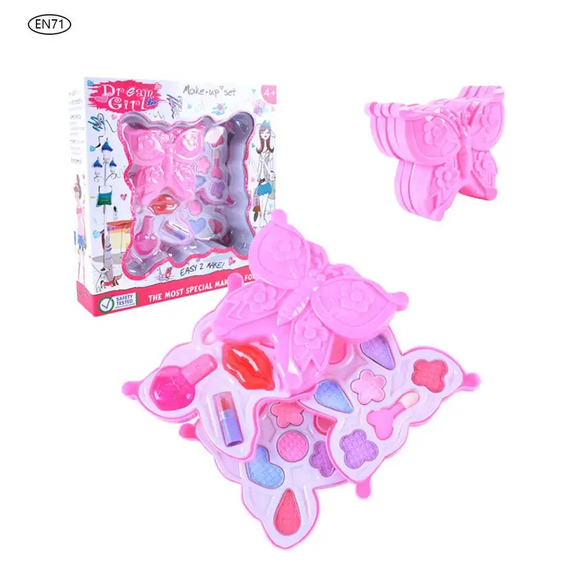 

Children Butterfly Style Princess Makeup Toys Girl Pretend Play Cosmetics Kit Kids Lip Gloss Blushes Environmental Fun Toy Gift