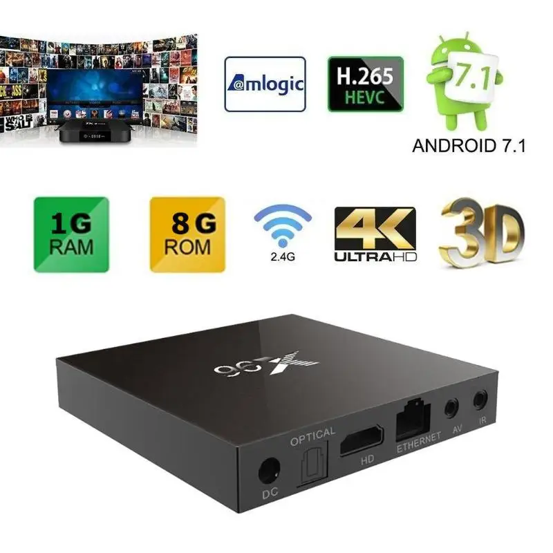 

ALLOYSEED X96 Quad Core Mini Android 7.1.2 TV Box1 GB 8 GB Smart TV box Amlogic S905W Quad-Core Suppot H.265 UHD 4K 2.4 GHz Wifi