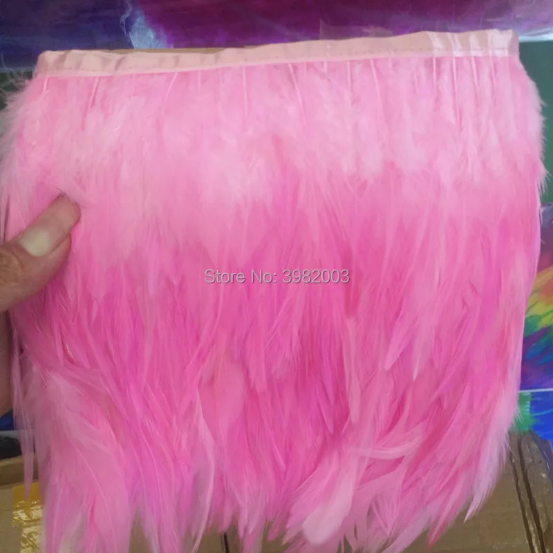 

1Meters 8-12cm long pink cock feathers ribbon For wedding party dress decoration accessories