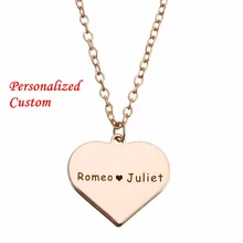 Personalized Custom Love Heart Chain Necklace Women Men Engraving Name Date DIY Necklace Jewelry Couple Promise Customized Gift Personalized Custom Love Heart Chain Necklace Women Men Engraving Name Date DIY Necklace Jewelry Couple Promise Customized Gift