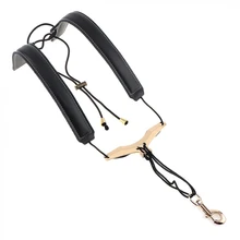 Натуральная кожа саксофон Двойной плечевой шейный ремень из воловьей кожи Регулируемый саксофон сценический игровой шейный ремень