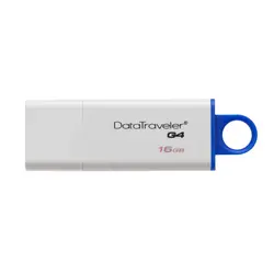 Kingston Технология DataTraveler G4 16 GB, 16 GB, 3,0 (3,1 Gen 1), Тип usb-разъем, Кепки, синий, белый