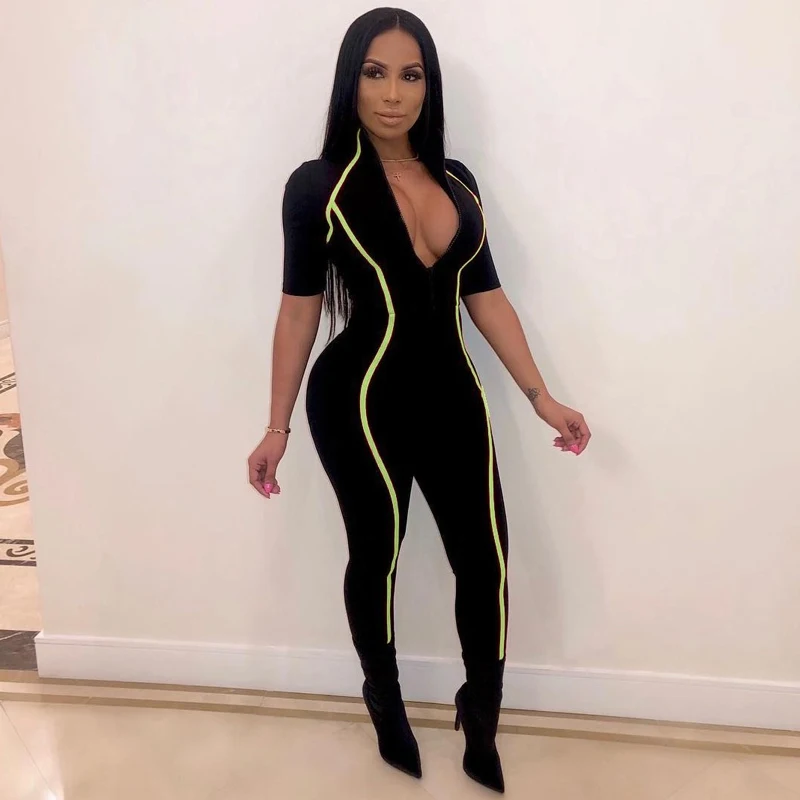 Great Fashion Black Workout Bandage Rompers Womens