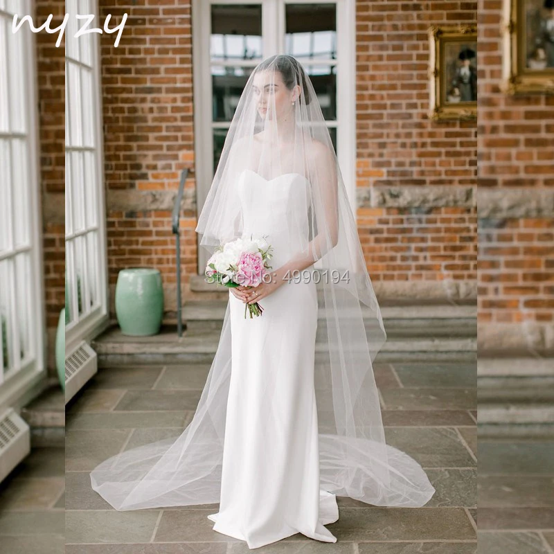 

NYZY V6 Real Elegant 3m Long White Ivory Chapel Veil Wedding Veil Bridal Veil With Comb 2 Layeres velo voile 2019