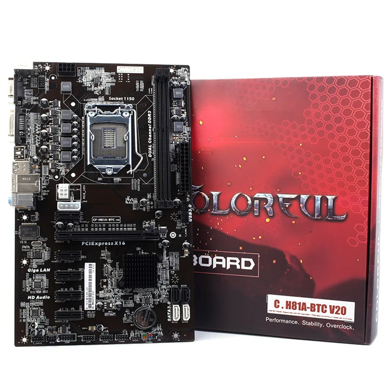 Красочные C. H81A BTC V20 Материнская плата Intel ATX/двухканальный DDR3/SATA3.0/USB3.0|Материнские