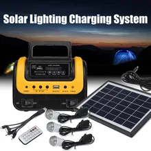 Flashlight Led-Lighting-System-Kit Power-Generator Solar-Panel Portable 3-Led-Bulbs Usb-Charger