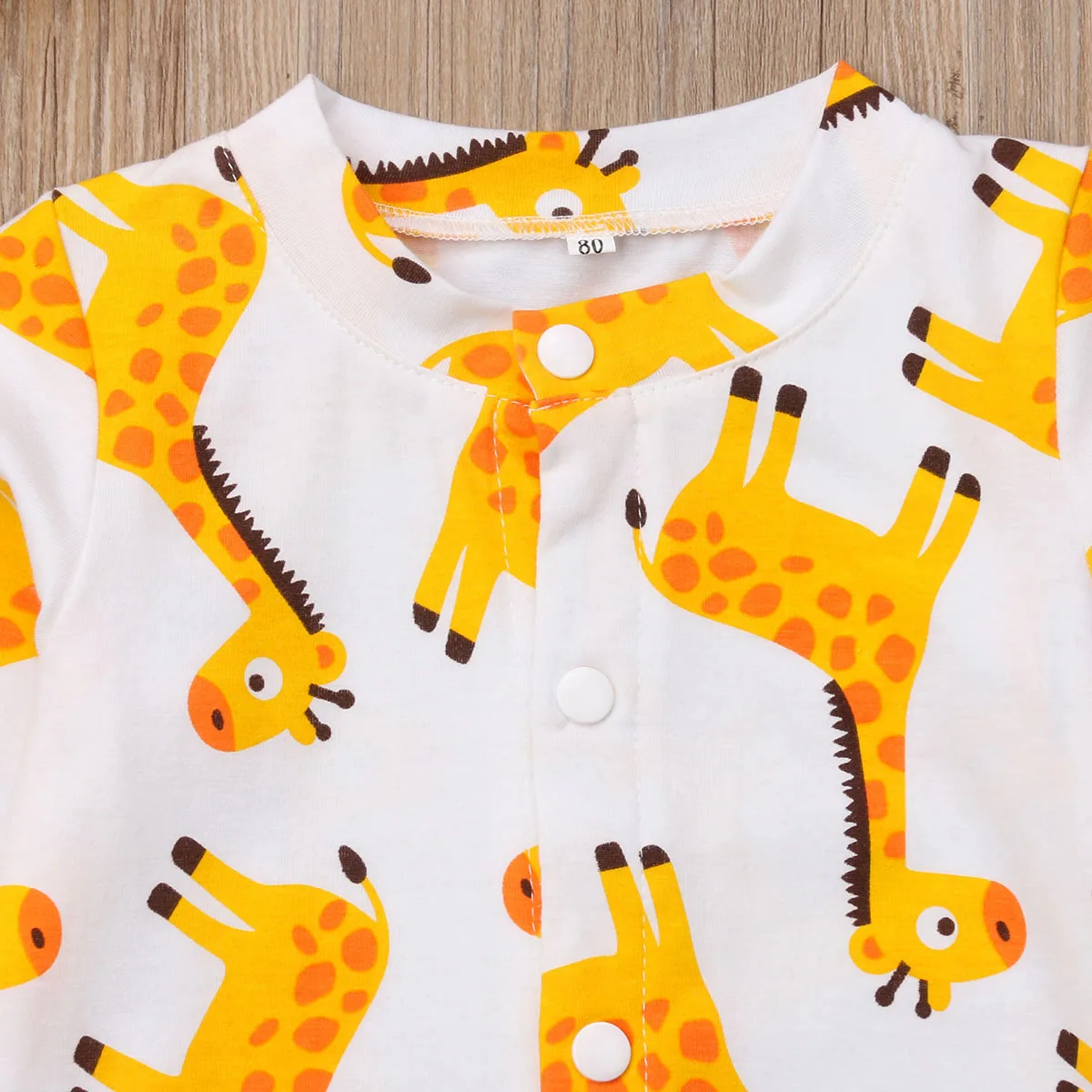 الطفل الكرتون الزرافة واحدة قطعة رومبير الوليد الرضع الرضع صبي فتاة السروال القصير بذلة الملابس تتسابق 0-18 متر