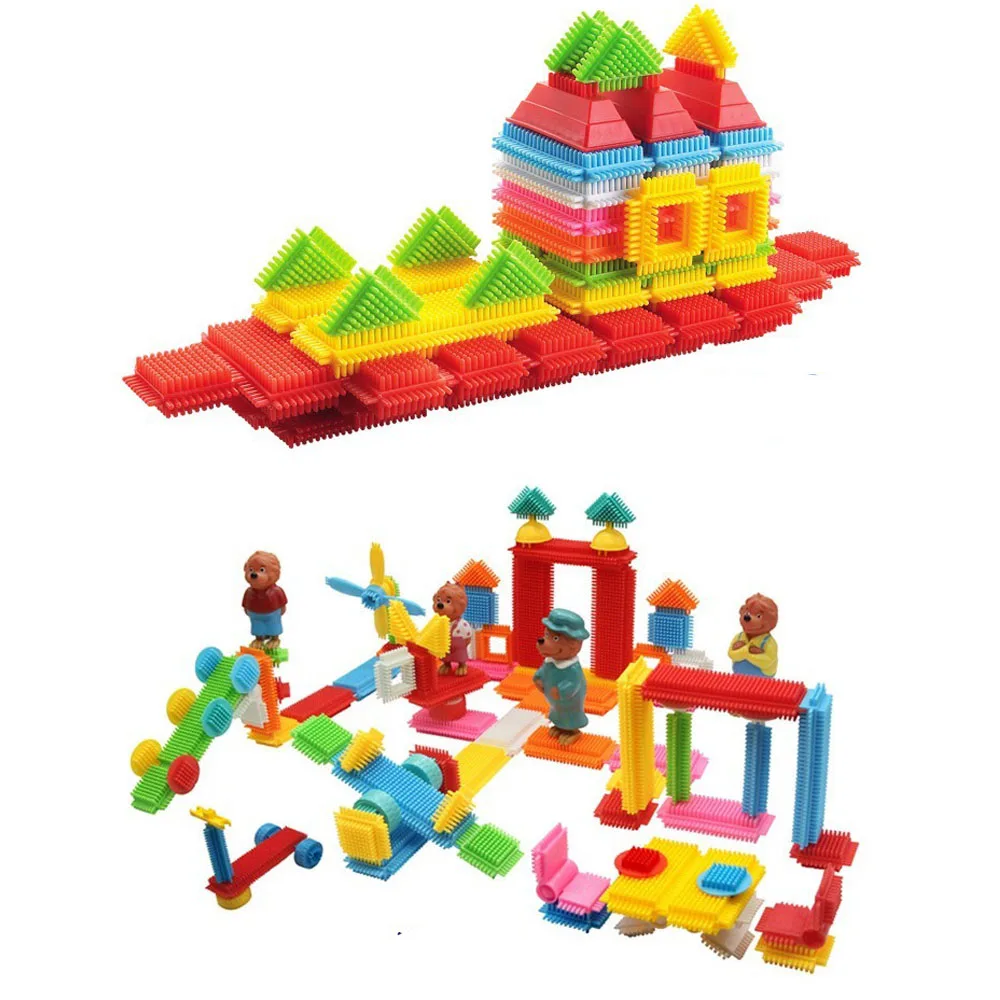 new Cute Gift 160pcs/200pcs bristle block 3D Building Blocks Construction Playboards compatible LegoING Duplo Toys Toddlers Kids