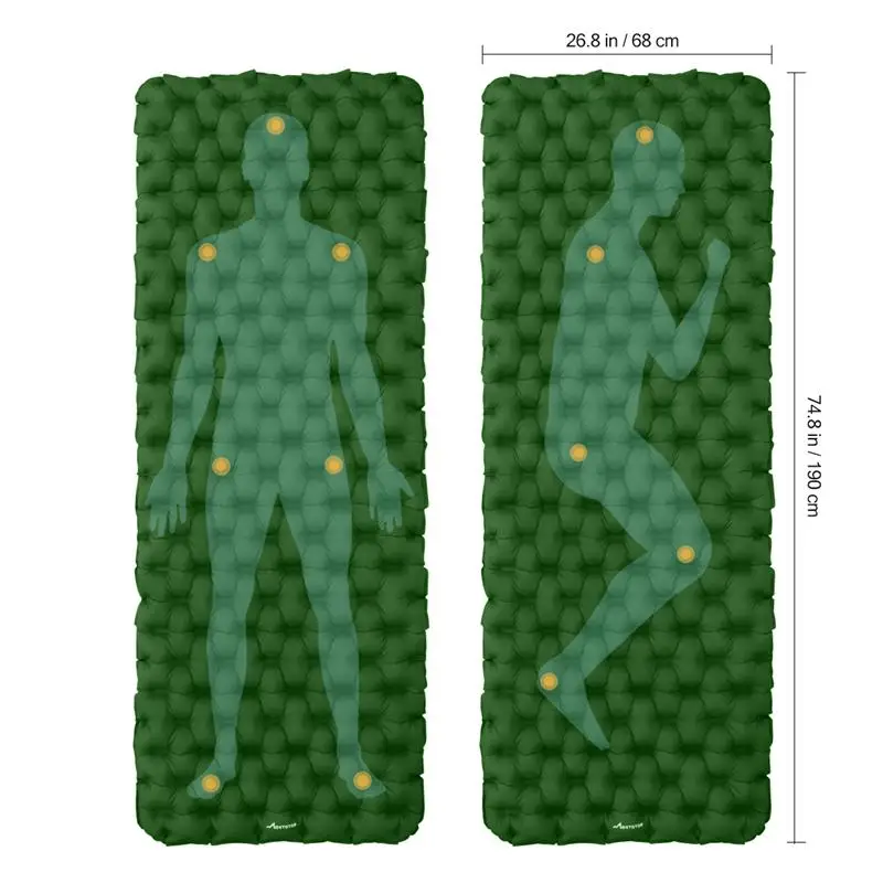 MOVTOTOP 1 قطعة نفخ وسادة النوم التخييم حصيرة نفخ خفيفة الوزن الهواء سادة للتخييم (الأخضر) MOVTOTOP 1 قطعة نفخ وسادة النوم التخييم حصيرة نفخ خفيفة الوزن الهواء سادة للتخييم (الأخضر)