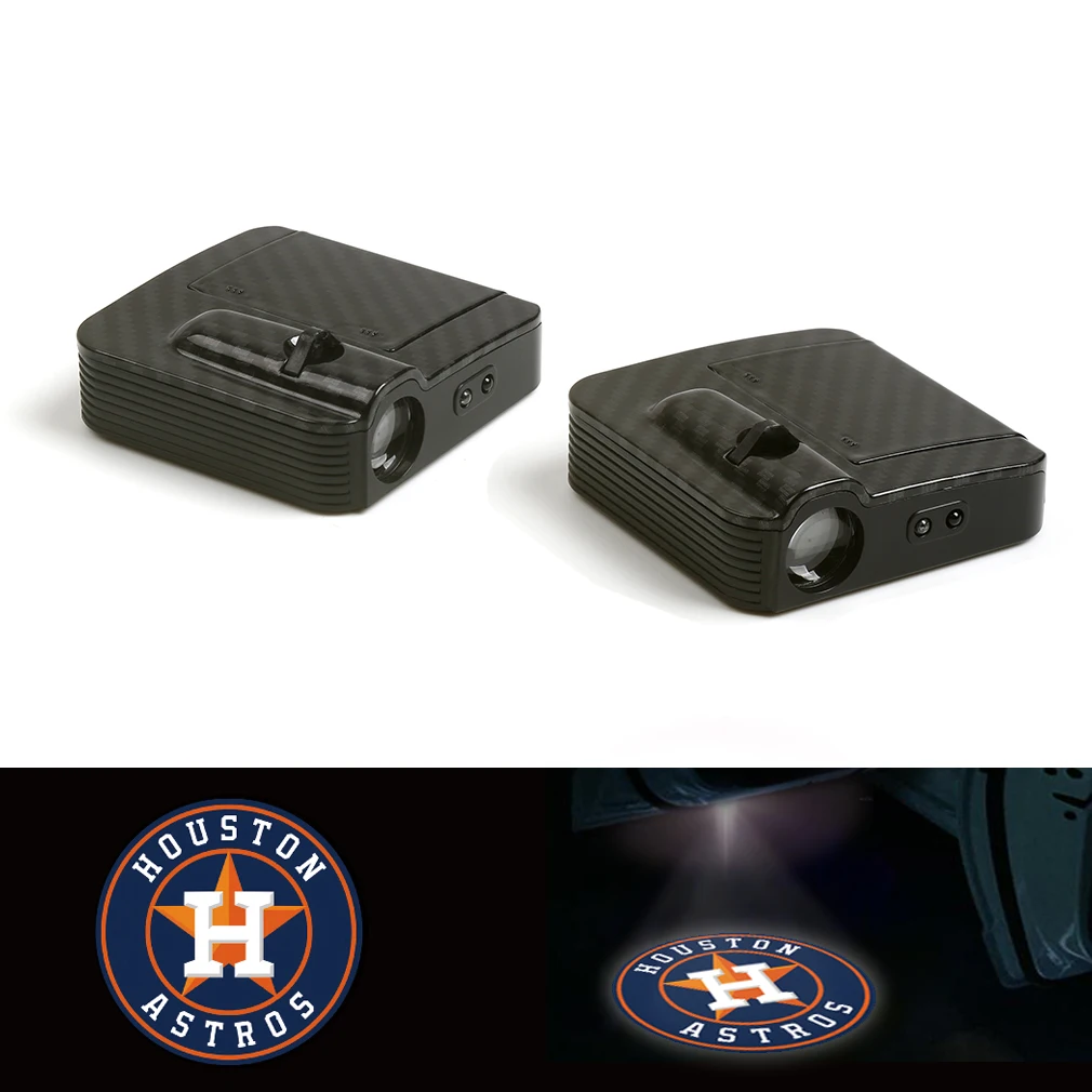 

New Fit For Houston Astros Logo Car Door Wireless LED Ghost Laser Projector Shadow Light 12V Pair
