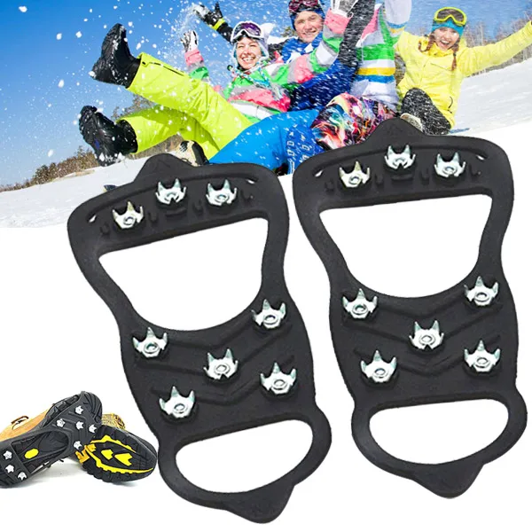 

1 Pair 8 Nails Ice Floes Gripper Shoes Snow Crampons Anti-slip Ice Gripper Hiking Cleats Spikes BB55