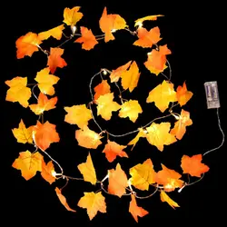 Светодиодный строка кленовые листья Фея светящаяся гирлянда Батарея управляемая Хэллоуин сад Главная Рождественская елка украшения