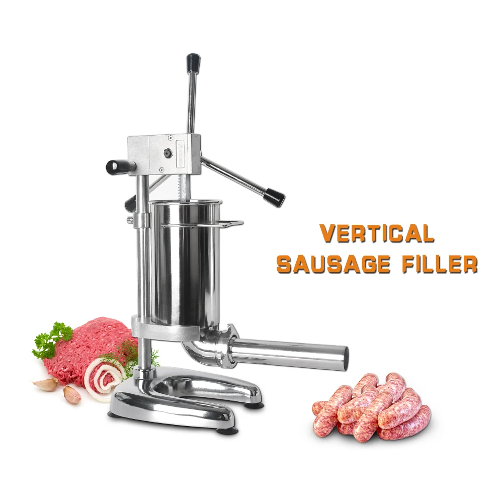ITOP 2L Sausage Stuffer Stainless Steel Meat Filling Machine Kitchen Food Processors Manual Sausage Filler With 4 Size Funnels