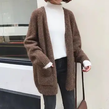 

2019 Thick Wool Sweater Long Loose Coat Thickening Knitting Cardigan