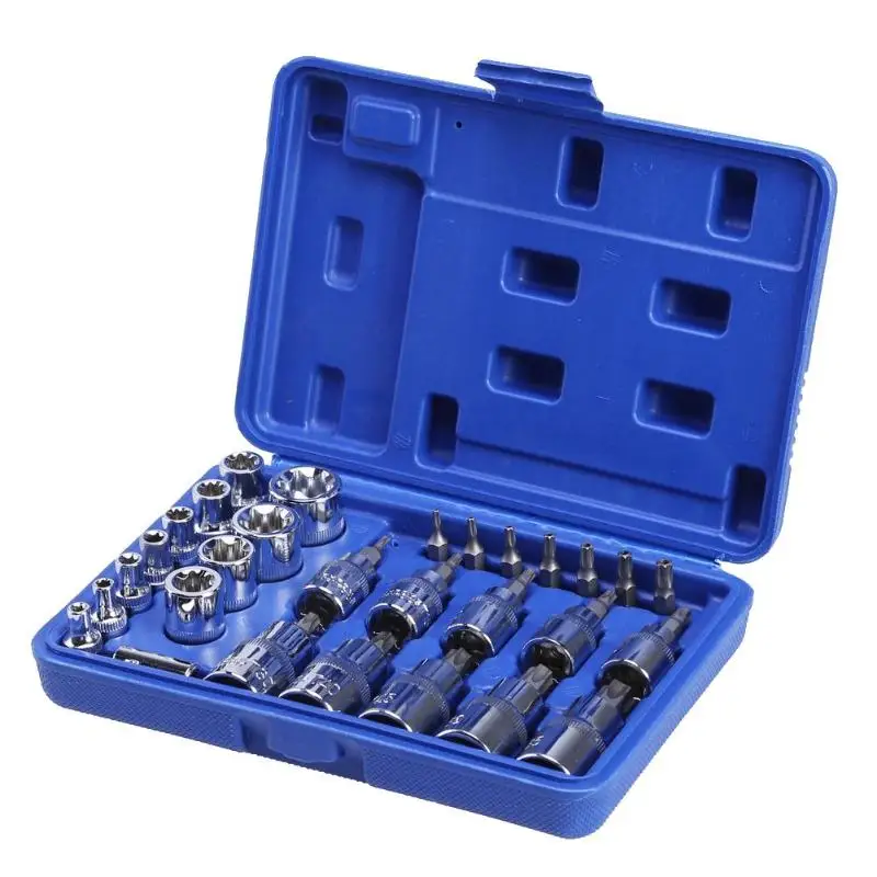 

29PCS/Box Torx Star Socket Set & Bit Male Female E&T Sockets With Torx Bit Tool Screwdriver Bit Socket Set Car Repair Tools Kit