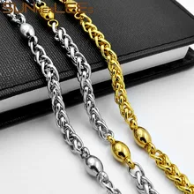 SUNNERLEES Jewelry 316L Stainless Steel Necklace 6mm Geometric Wheat Link Chain Silver Color Gold Plated Men Women Gift SC159 N