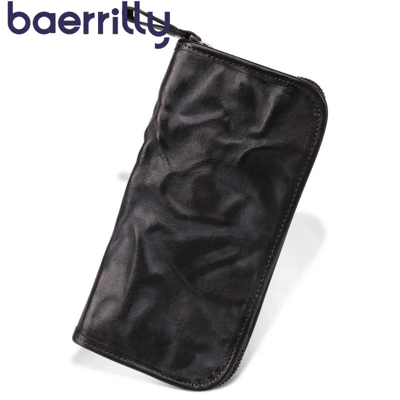 

Fashion Genuine Leather Men Wallets Long Men Coin Purse Zipper Coin Bag Card Holders Clutch Bag Phone Pocket Carteira Masculina