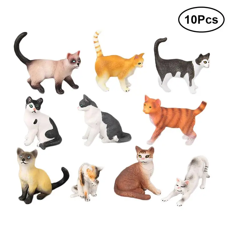 10pcs Cat Figure Toy Realistic Funny Plastic Toy Cat Model Cute