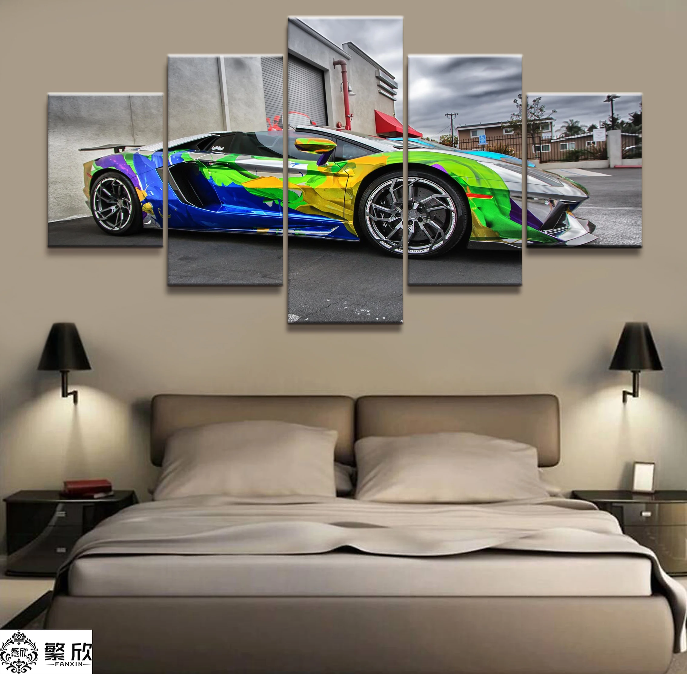 

Home Decor Modular Canvas Picture 5 Piece LP750 Super Car Poster Art Painting Poster Wall For Home Canvas Painting Wholesale