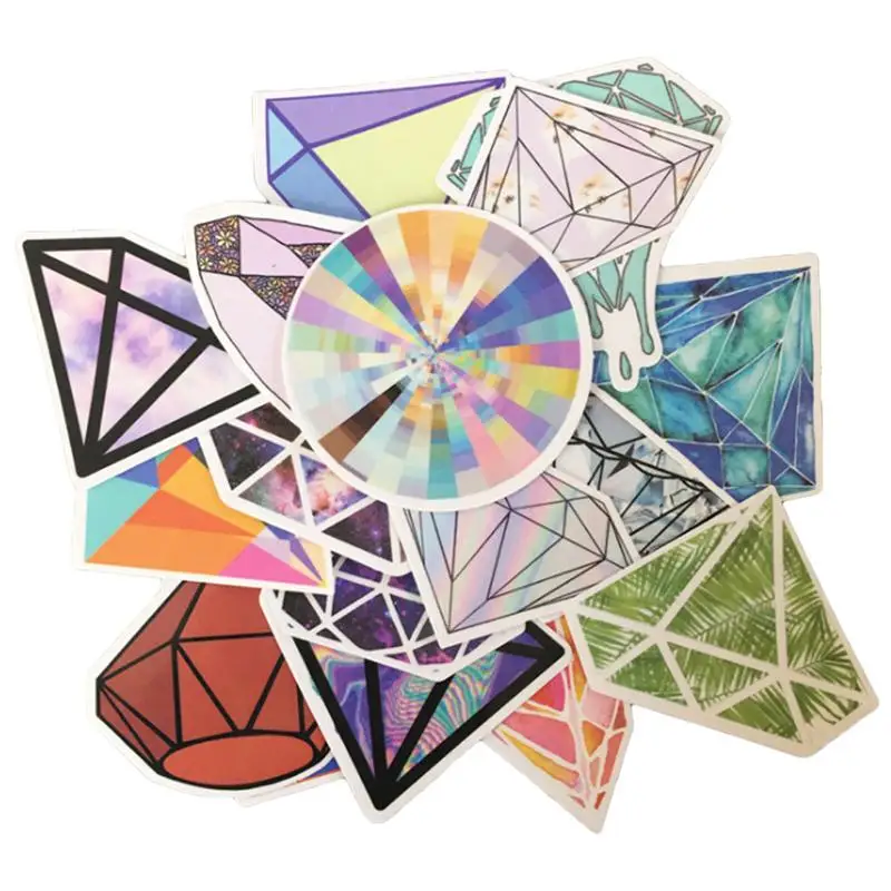 

18 Pcs PVC Stickers Paper Waterproof Diamond Shaped Transparent Stickers Wine Cups Markers Stickers for Wall Desk Scrapbook