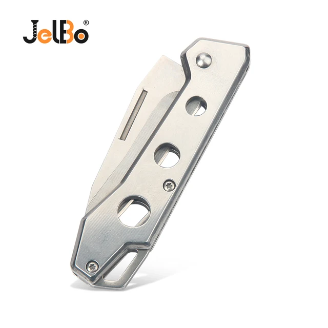 JelBo Silver Portable Hunting Folding Blade Knife Stainless Steel Knife Mini Outdoor Camping Knives Survival Hand Tools 1