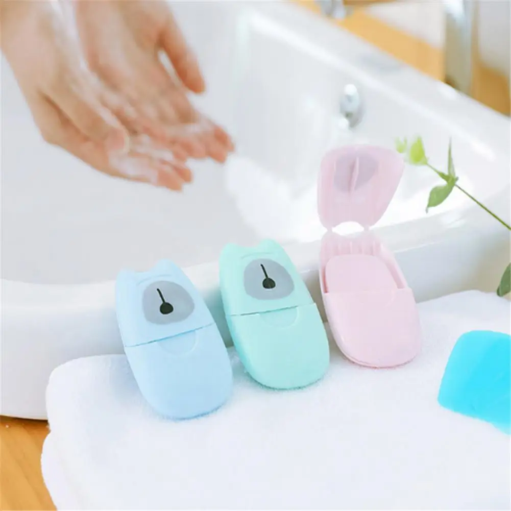 

Random 50pcs Mini Paper Soap Disposable Boxed Soap Paper Travel Portable Outdoor Hand Washing Cleaning Scented Slice Sheets