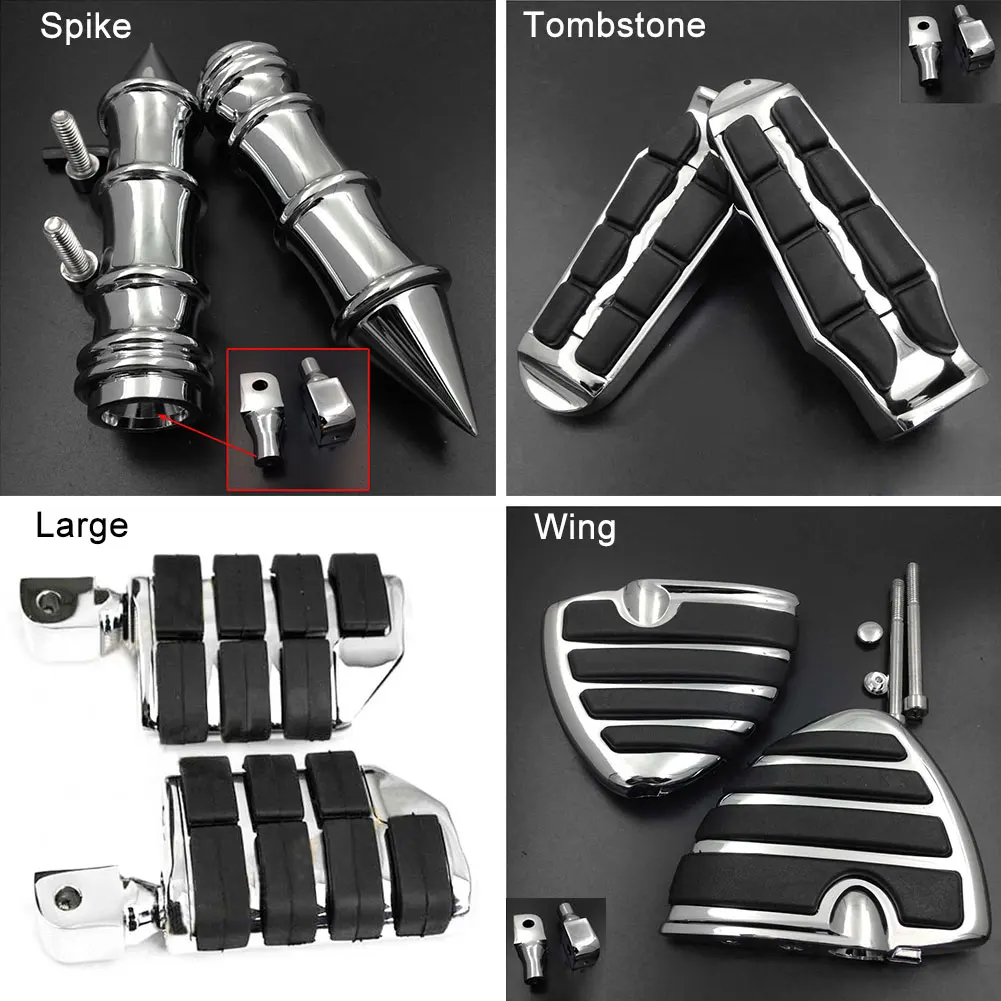 Krator Black Dually Style Foot Pegs for Honda Shadow Ace Spirit Magna Phantom Left+Right Set Front Footrests