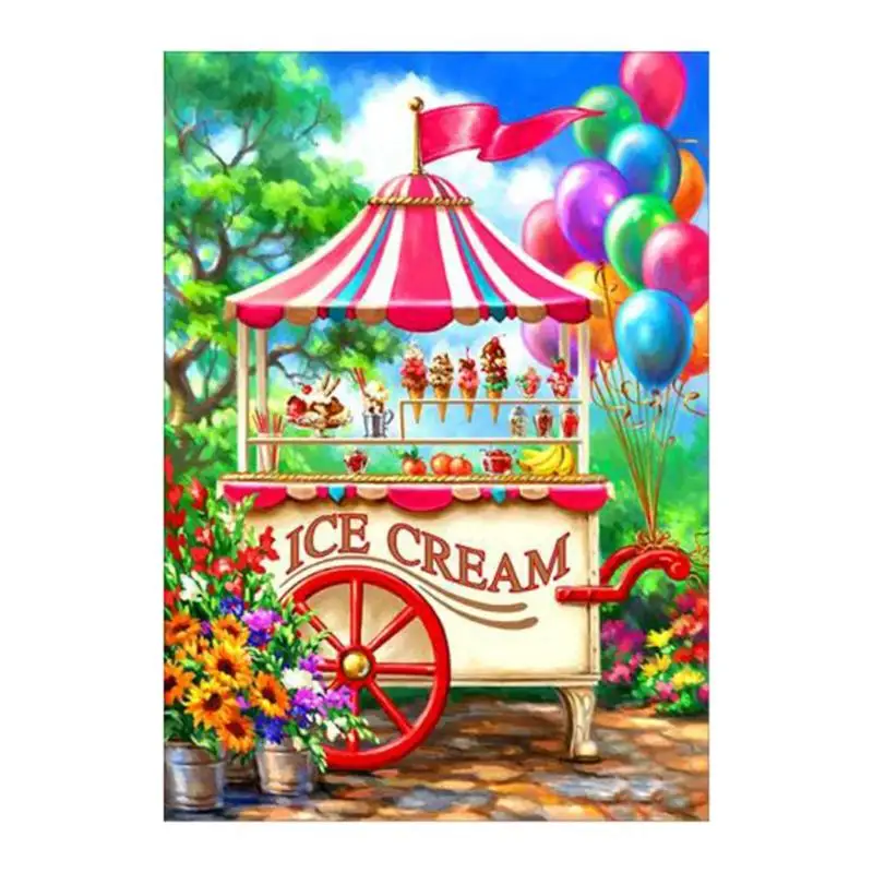 

Ice Cream car 5D Diamond Painting Colorful Embroidery DIY Kit Round Rhinestone Cross Stitch Home Art Picture Decoration Gifts