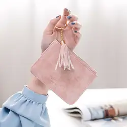 Женская мода портмоне повседневное однотонные кисточки молния мягкий пикап сумка маленькая сумочка-клатч