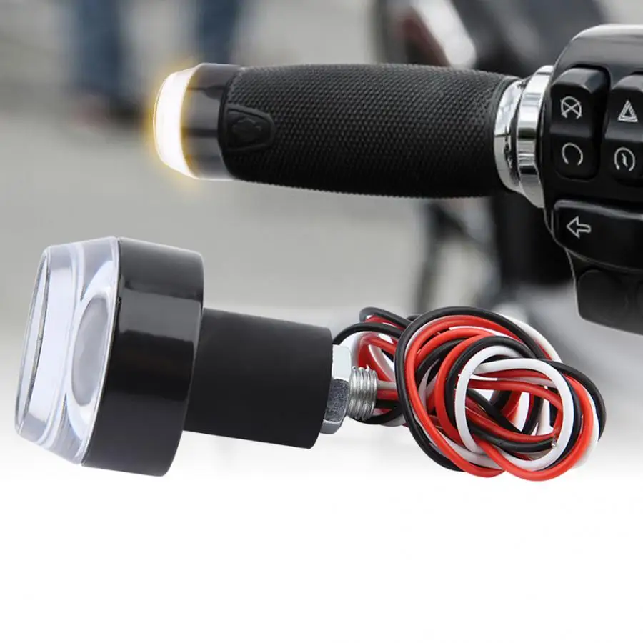 

12V Motorcycle Handlebar LED Yellow/White Light Grip Turn Signal Bar End Plug Light Universal Motorcycle Handlebar Light