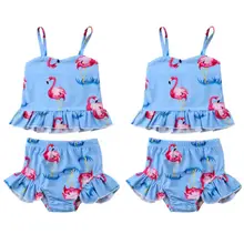 2 шт., танкини для маленьких девочек, бикини, принты животных из мультфильмов, купальник на лямках, купальник с высокой талией, купальный костюм, летняя пляжная одежда, новинка