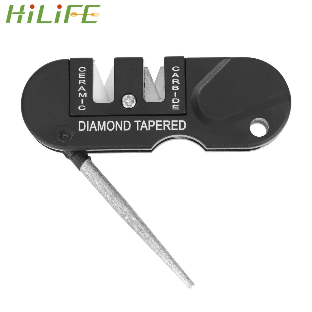 

HILIFE Knife Sharpening Tool Foldable Outdoor Survival Hunting Multifunction Portable Pocket Keychain Two Stages Sharpener