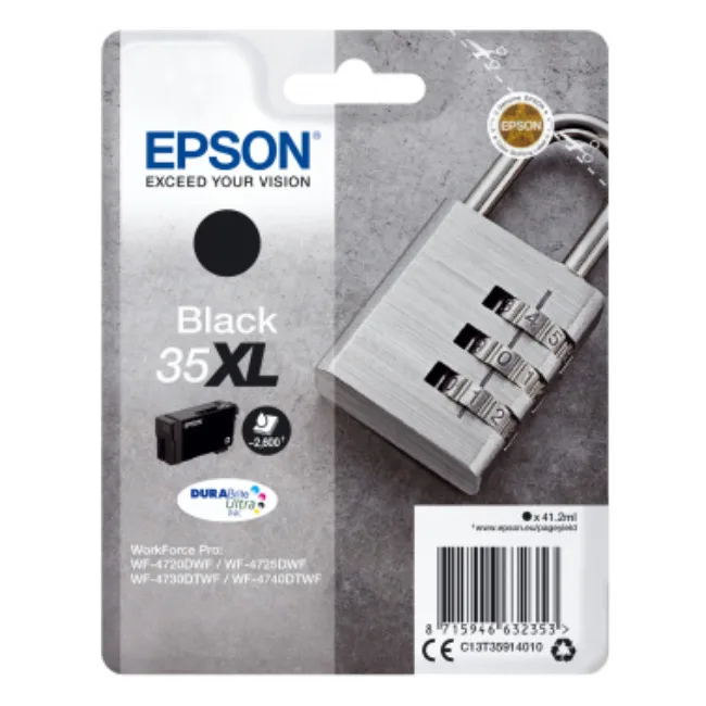 

Epson Durabrite Ultra Ink 35xl Singlepack Black, Black, Epson Workforce Pro, Inkjet, 41.2 Ml, Ec
