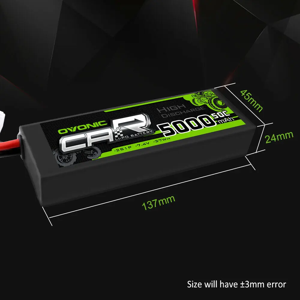 Аккумуляторы OVONIC LiPo 2S 50C 5000 мАч Т образный штекер 7 4 В для автомобиля ARRMA 1/8 1/10 RC Emaxx
