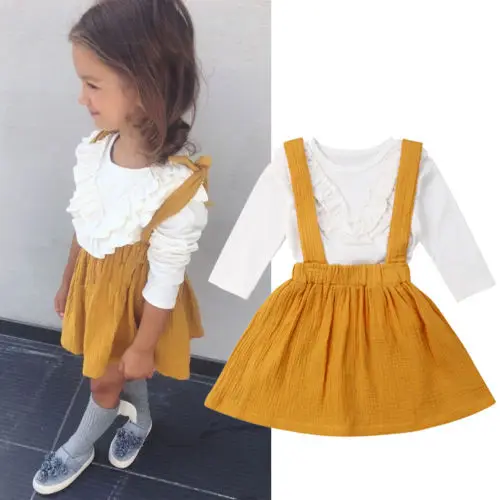 

1-6Years 2PCS Spring Toddler Baby Girl Dress Outfits Tops Shirt Bow Short Skirt Clothes