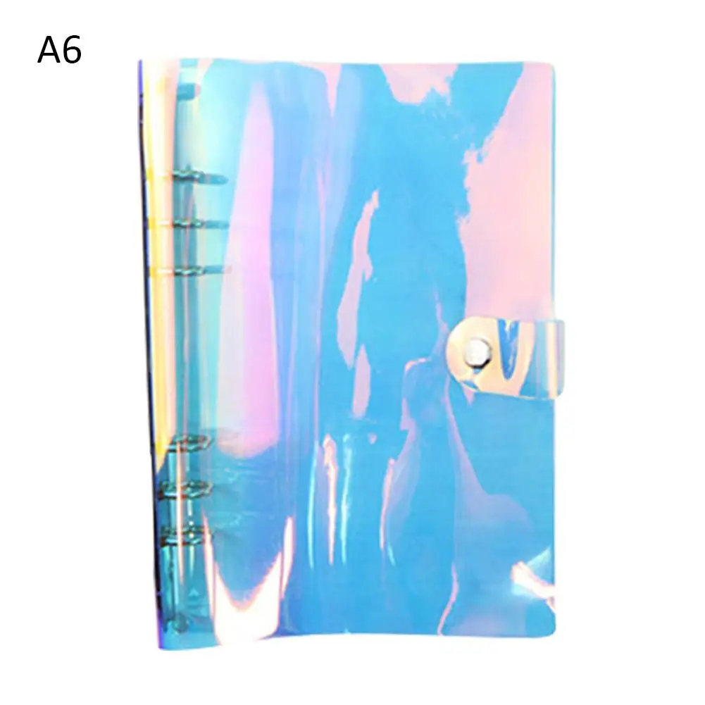 

Laser 6 Holes Colorful Transparent PVC Notebook Cover Protector Ring Binder Loose Leaf Folder Support Drop Shipping