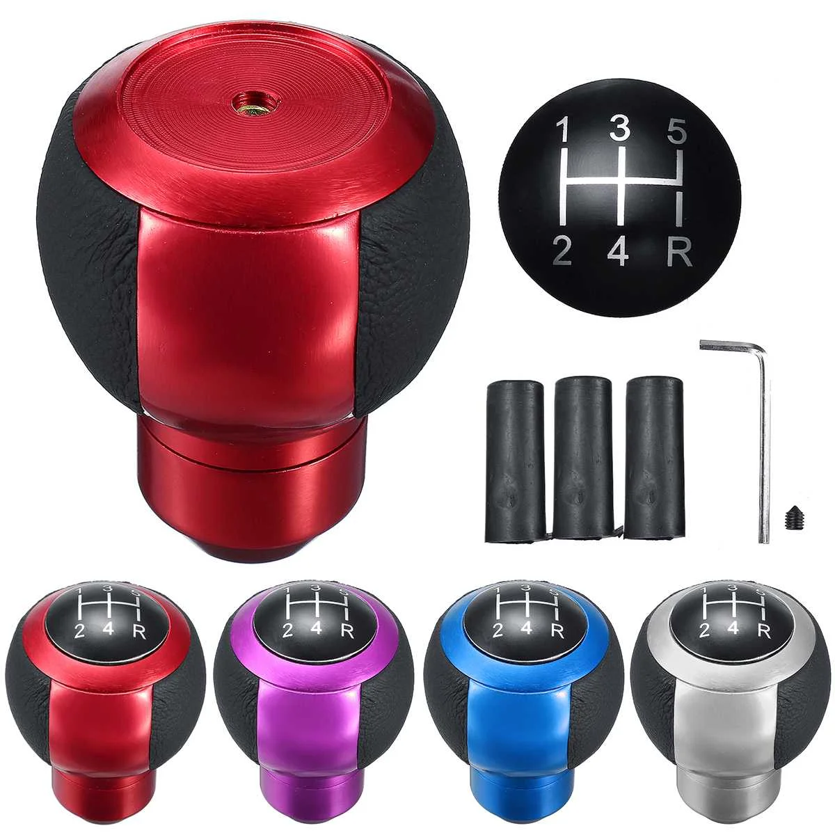 

Universal 5 Speed Car Manual Gear Shift Knob Lever Shifter Ball Gearstick with Adapter