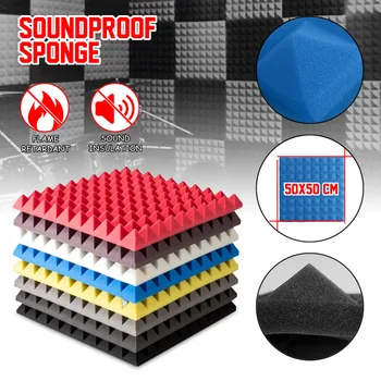 

6PCS Soundproofing Foam Acoustic Foam Sound Treatment Absorption Wedge Tiles Polyurethane Foam 500x500mm Noise Sponge
