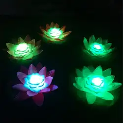 Светодиодные светодиодный Ночные огни искусственный Лотос плавающий цветок формы огни для сада бассейн желаний огни молитвы Вечерние