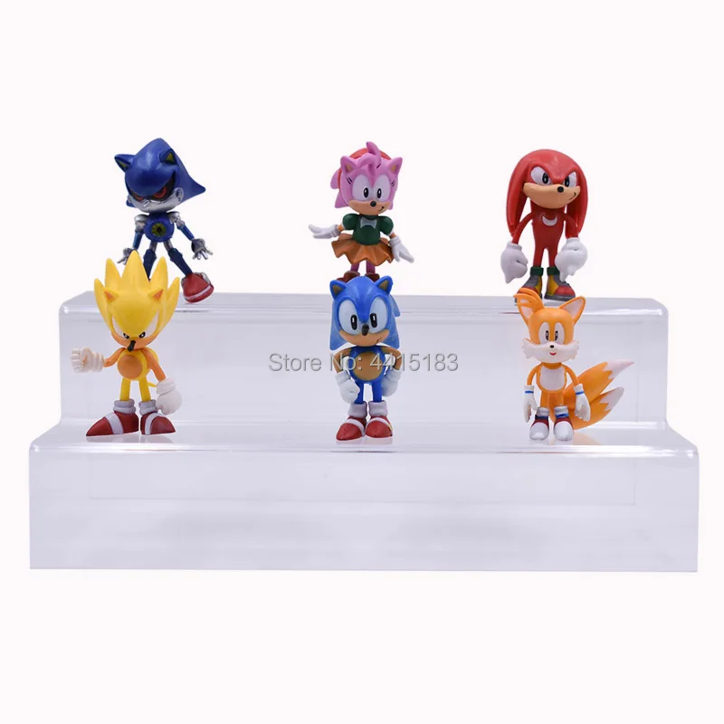 6 pcs/set Anime 2nd Generation Sonic Tails Amy Rose Rouge Knuckles PVC Action Figure Doll Model Toy Christmas Gift For Children
