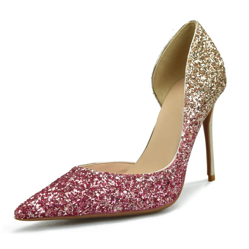 

8cm/10cm Sexy Women Pumps Pointed Toe shoes Summer Thin High Heels Wedding Shoes Pumps Party Shoes Silver Rhinestone Sandals