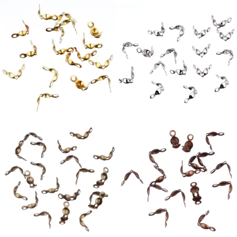 

Hot 8mm 200Pcs DIY Beads Connectors Cover Bracelets Jewelry accessories Tip Ends Folding Crimp Wholesale