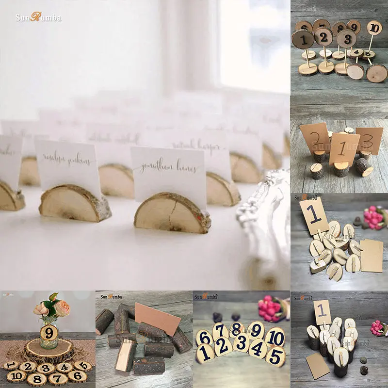 

10pcs Rustic Table Numbers Wooden Name Place Cards Holders Rack Wedding Party Direction Signs Shabby Chic Number Home Decoration